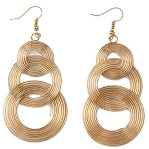 Elegant 14k Gold Plated Multi-Layered Circular Dangle Statement Earrings